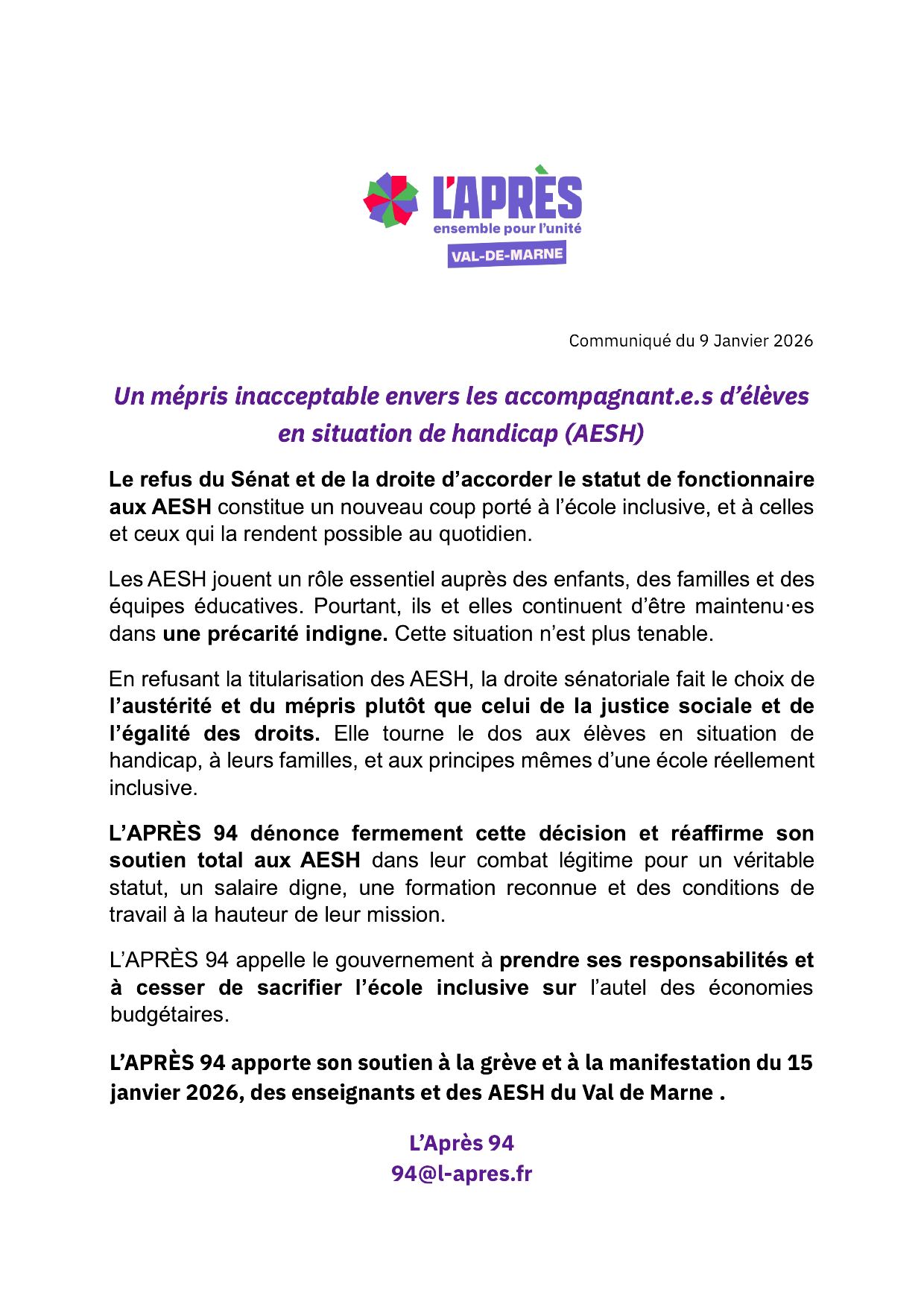 Communiqué AESF